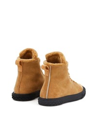 Мужские табачные замшевые высокие кеды от Giuseppe Zanotti