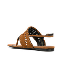 Табачные замшевые вьетнамки от Ermanno Scervino