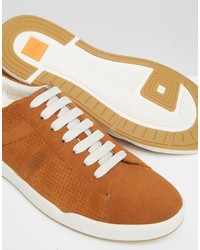 Мужские табачные замшевые кеды от Boss Orange