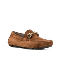 Мужские табачные замшевые мокасины от Salvatore Ferragamo