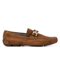 Мужские табачные замшевые мокасины от Salvatore Ferragamo