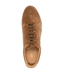 Мужские табачные замшевые низкие кеды от Brunello Cucinelli