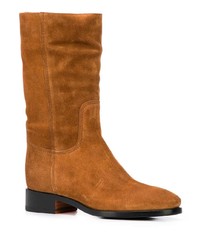 Табачные замшевые полусапоги от Santoni