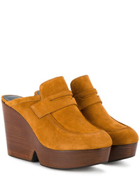 Табачные замшевые сабо от Robert Clergerie