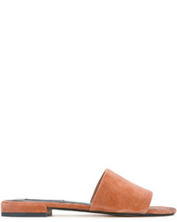 Табачные замшевые сандалии на плоской подошве от Senso