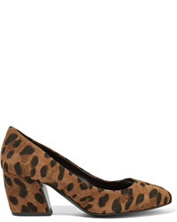 Табачные замшевые туфли с леопардовым принтом