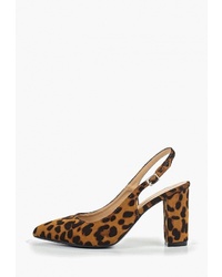 Табачные замшевые туфли с леопардовым принтом от Queen Vivi