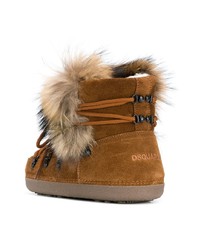 Женские табачные зимние ботинки от Dsquared2