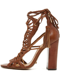 Женские табачные кожаные босоножки от Schutz