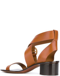 Женские табачные кожаные босоножки от Chloé