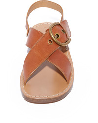 Женские табачные кожаные босоножки от Marc Jacobs