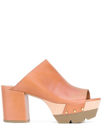 Женские табачные кожаные босоножки от Vic Matié