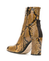 Табачные кожаные ботильоны со змеиным рисунком от Joseph