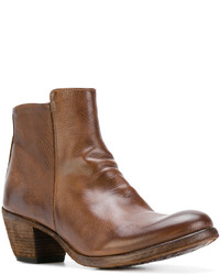 Табачные кожаные ботильоны от Officine Creative