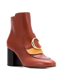Табачные кожаные ботильоны от Chloé