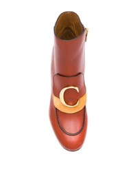 Табачные кожаные ботильоны от Chloé