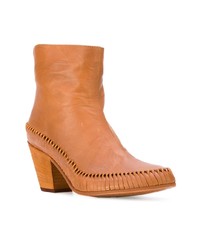 Табачные кожаные ботильоны от Officine Creative