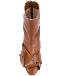 Табачные кожаные ботильоны от No.21