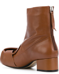 Табачные кожаные ботильоны от No.21