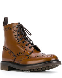 Табачные кожаные ботинки броги от Church's