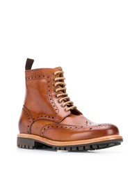 Табачные кожаные ботинки броги от Berwick Shoes