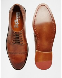 Табачные кожаные ботинки броги от Frank Wright