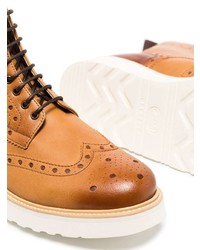 Табачные кожаные ботинки броги от Grenson