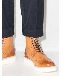 Табачные кожаные ботинки броги от Grenson