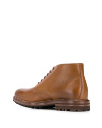 Табачные кожаные ботинки дезерты от Brunello Cucinelli