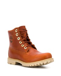 Женские табачные кожаные ботинки на шнуровке от Timberland