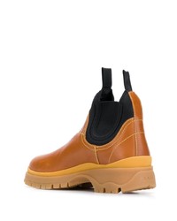 Женские табачные кожаные ботинки челси от Prada