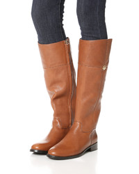 Женские табачные кожаные ботинки от Tory Burch