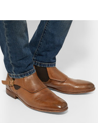 Мужские табачные кожаные ботинки от Alexander McQueen