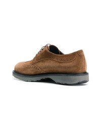 Табачные кожаные броги от Salvatore Ferragamo