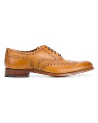 Табачные кожаные броги от Grenson