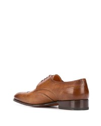 Табачные кожаные броги от Santoni