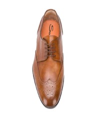 Табачные кожаные броги от Santoni