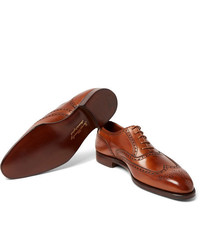 Табачные кожаные броги от George Cleverley