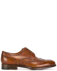 Табачные кожаные броги от Santoni