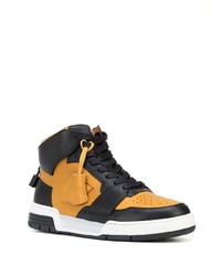 Мужские табачные кожаные высокие кеды от Buscemi