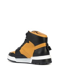 Мужские табачные кожаные высокие кеды от Buscemi