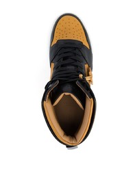 Мужские табачные кожаные высокие кеды от Buscemi