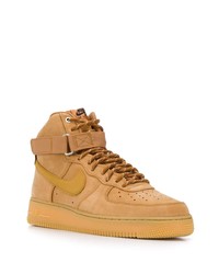 Мужские табачные кожаные высокие кеды от Nike