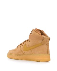 Мужские табачные кожаные высокие кеды от Nike