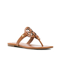 Табачные кожаные вьетнамки от Tory Burch