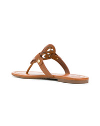 Табачные кожаные вьетнамки от Tory Burch