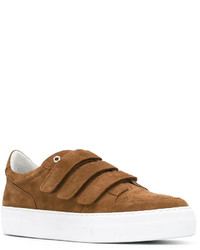 Мужские табачные кожаные кеды от AMI Alexandre Mattiussi