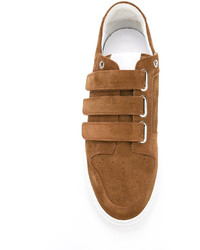 Мужские табачные кожаные кеды от AMI Alexandre Mattiussi