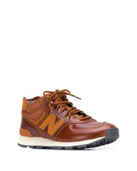 Мужские табачные кожаные кроссовки от New Balance