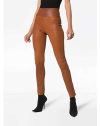 Табачные кожаные леггинсы от Sprwmn